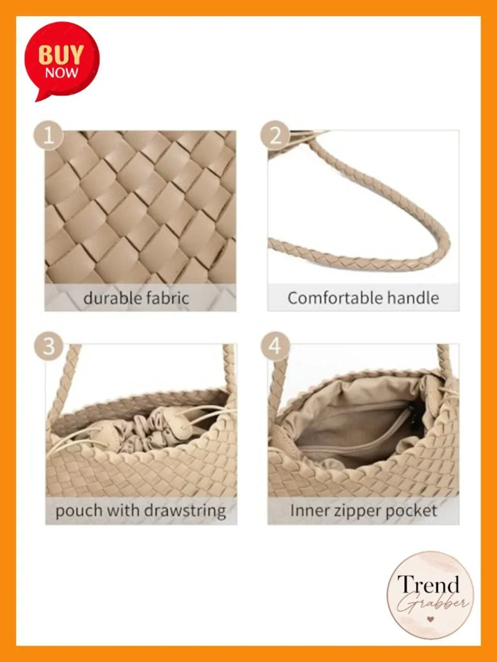 Woven Shoulder Bag Vegan Leather Hobo Tote Handbag Purse